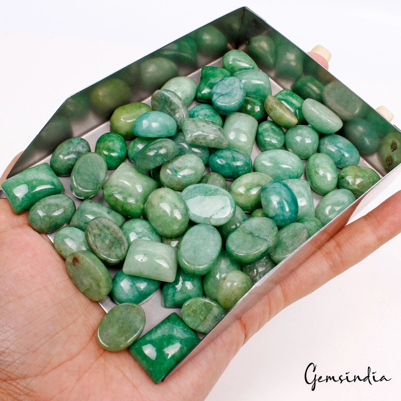 830 Ct/63 Pcs Natural Brazilian Green Emerald Mix Cab Loose Gems Lot For Jewelry