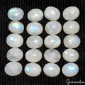 Lot 20 Pcs Natural Rainbow Moonstone Blue Fire 12mmx10mm Oval Cabochon Gemstones