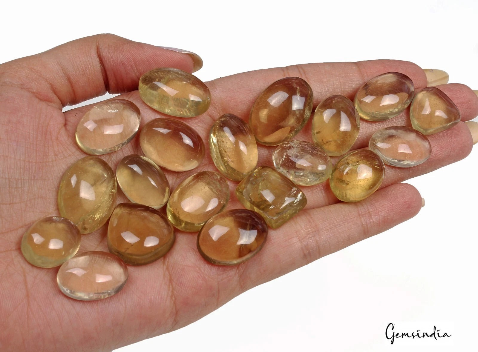 Citrine Lot, Cabochon, Untreated — 19 Pieces, 19mm, 360 Ct, Brazil