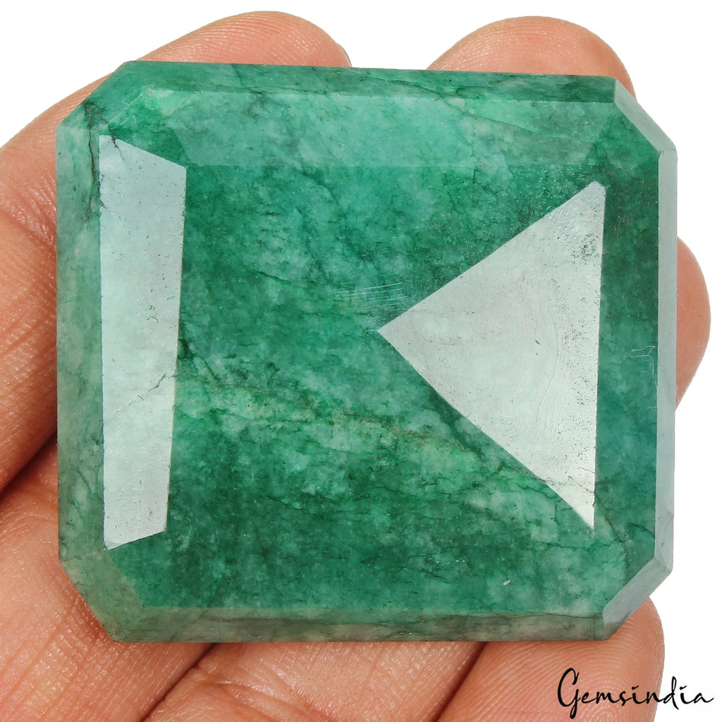 Certified 230 Cts Natural Brazilian Green Emerald Octagon Cut Gem For Pendant