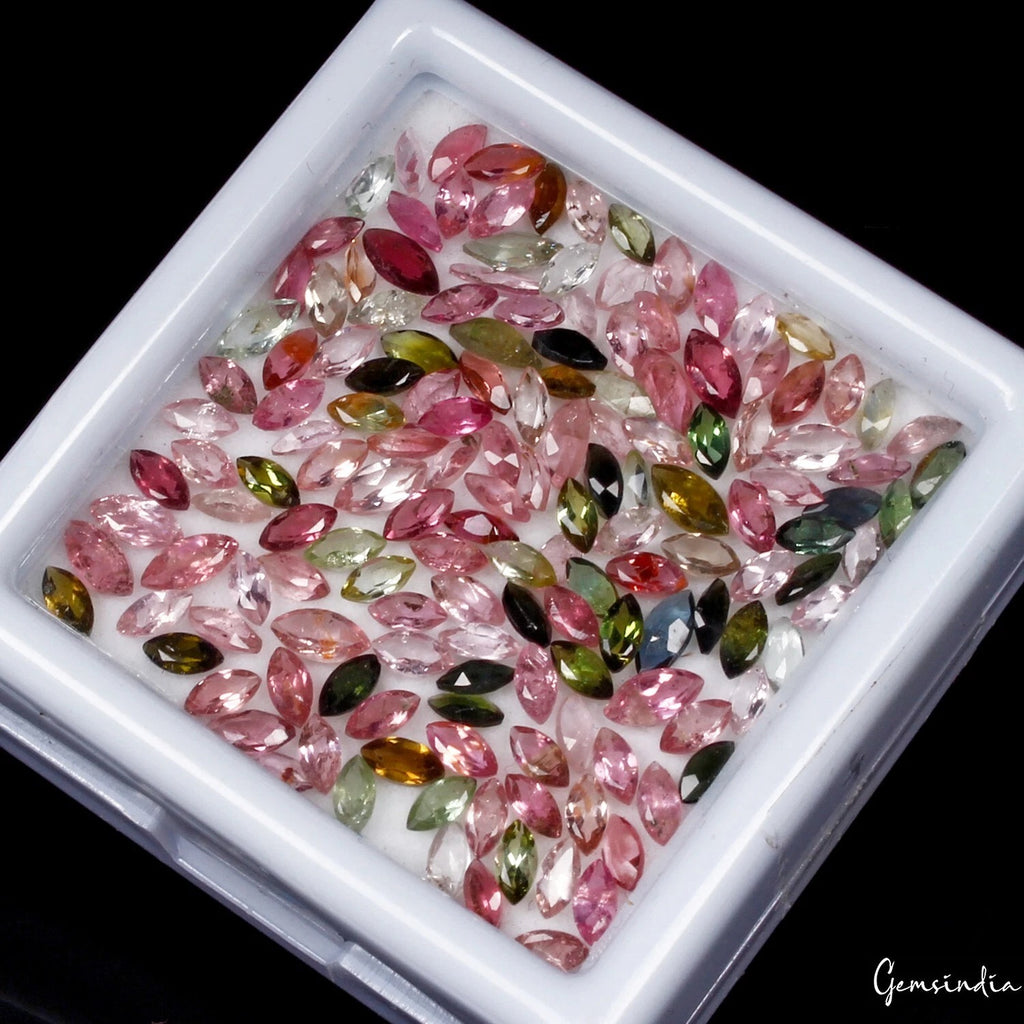 Tourmaline Lot, Loose Gemstone, Untreated, Multi Color — 150 Pieces, 4x2mm, 12.00 Ct, Mozambique