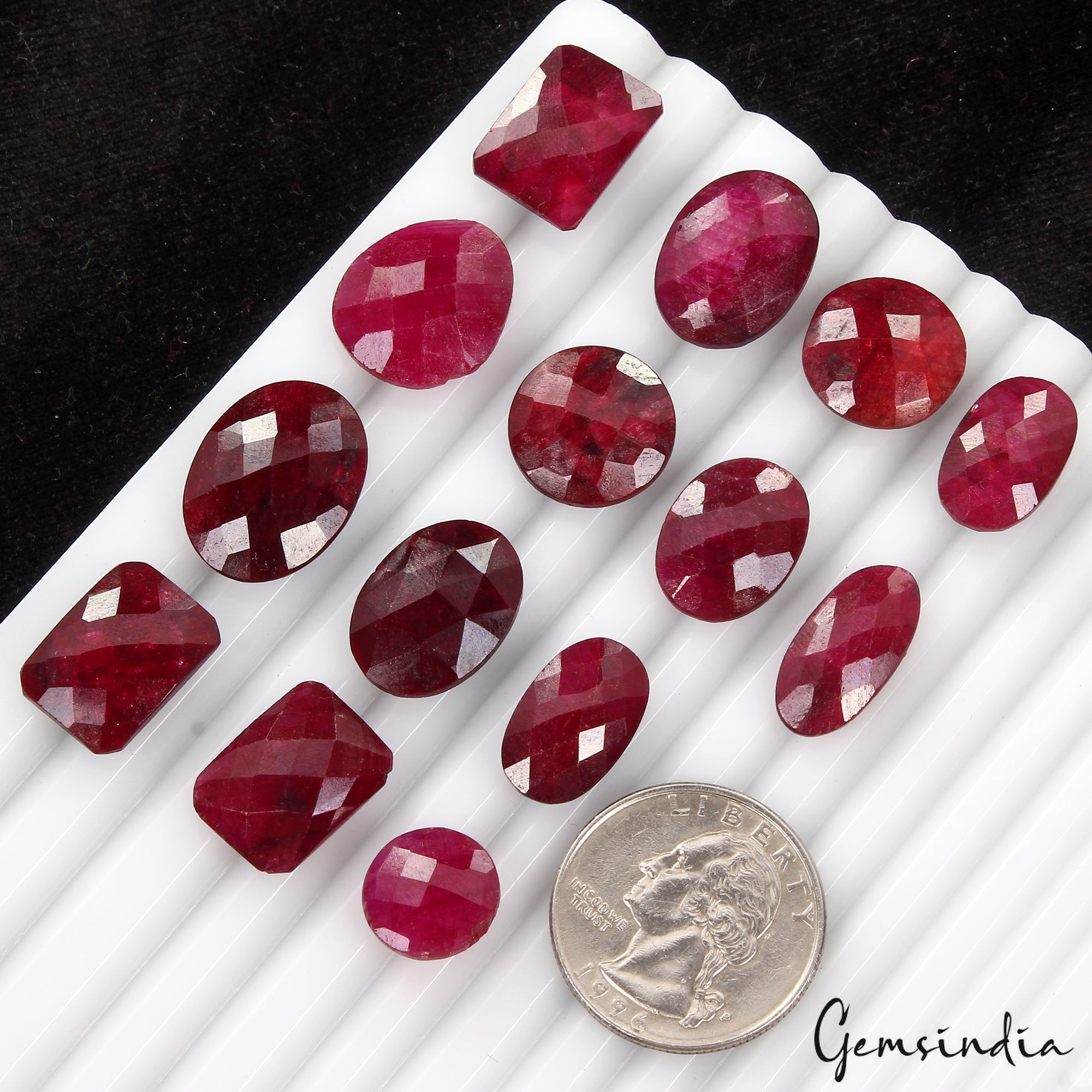 16 Pcs Certified Natural Red Ruby Mix Cut 12-20mm Loose Gemstones For Jewelry