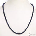 Single Line Natural Sapphire Round Cabochon Beaded Handmade Women Necklace~ 18"