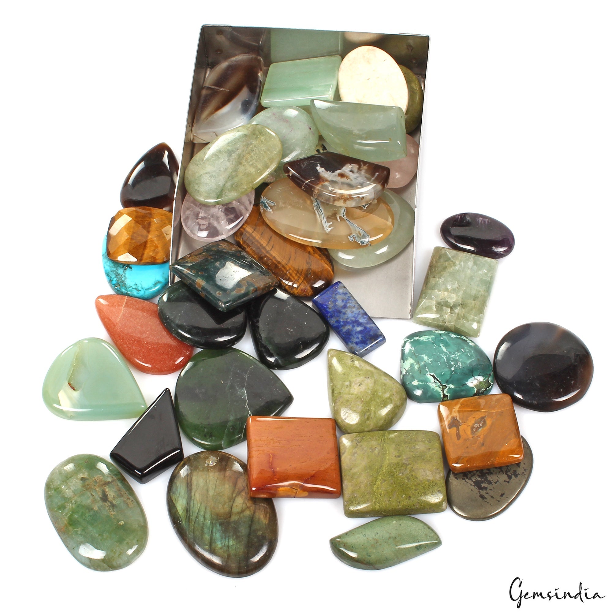 2420Ct Natural Multi Gemstones Colorful Mixed Shape Flat Back Wholesale Lot~40Pc
