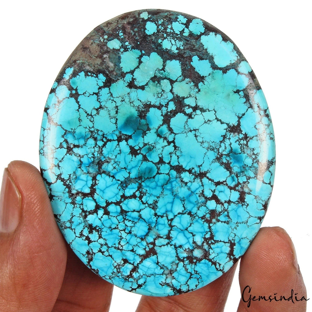 224.40 Cts Natural Arizona USA Blue Spiderweb Turquoise Oval Cab Loose Huge Gem