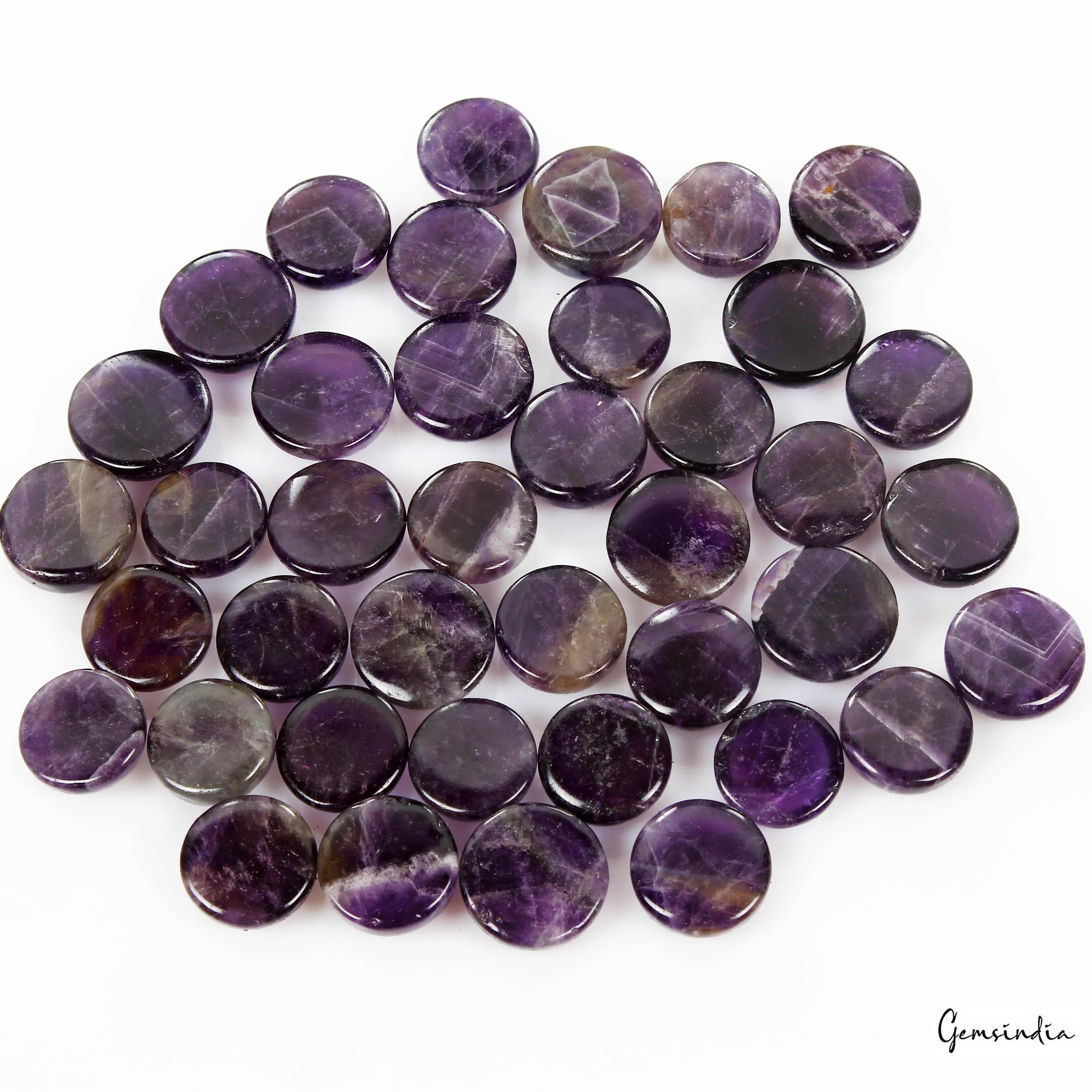 460 Ct Natural Dark Purple Amethyst Round Cab 13-16mm Loose Untreated Gems~40 Pc