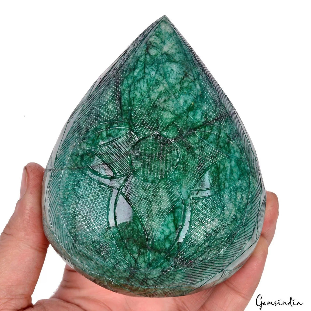 4280 Cts Natural Green Brazilian Emerald Pear Hand Carving Museum Use Gemstone