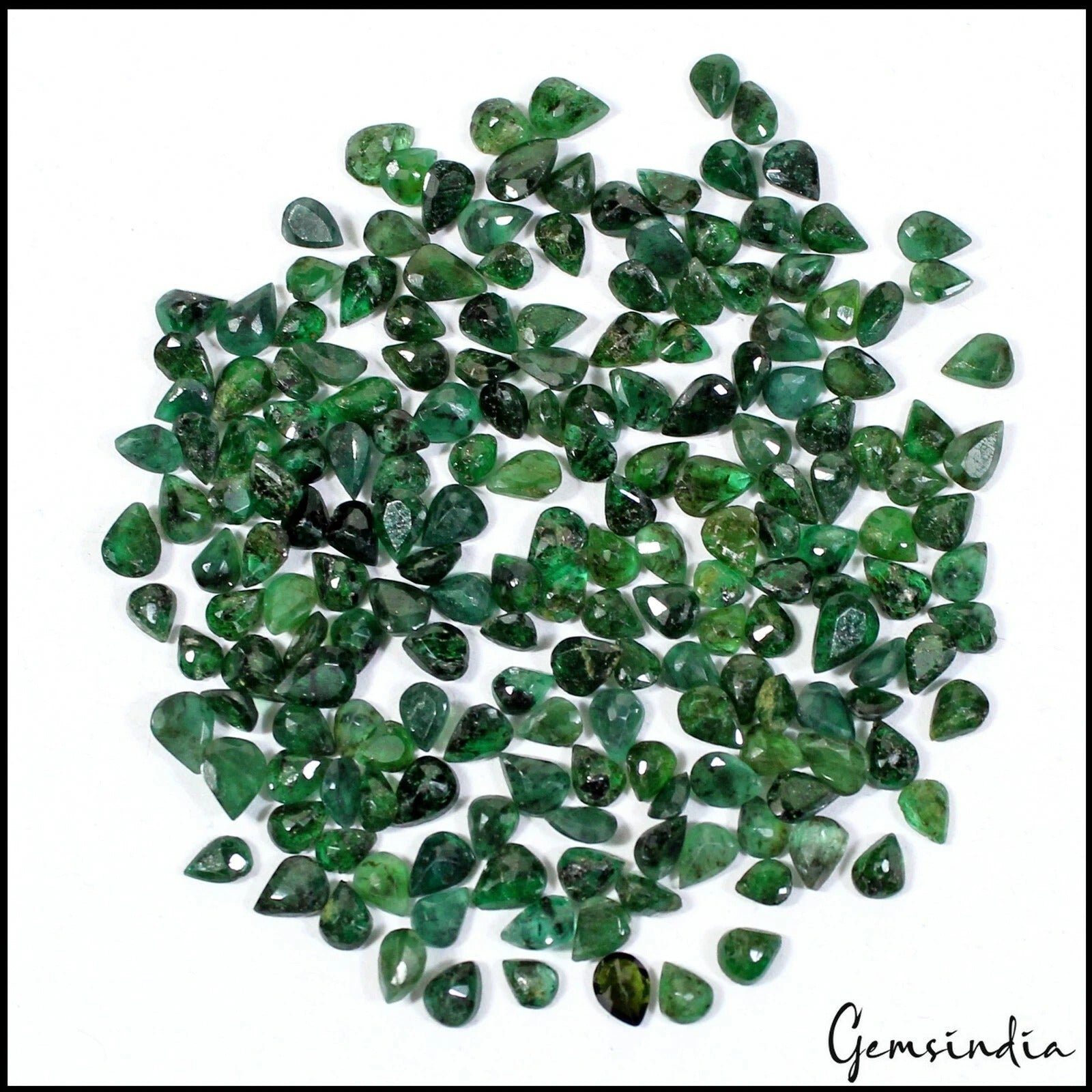 190 Pcs Natural Zambian Emerald 2.5-4mm Pear Cut Certified Gemstones Lot 20.00Ct