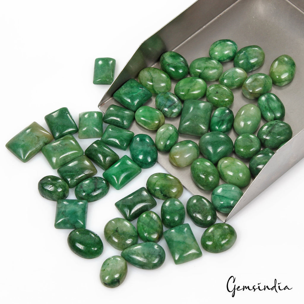 580 Cts./52 Pcs Natural Brazilian Green Emerald Mix Cab Loose Wholesale Gems Lot