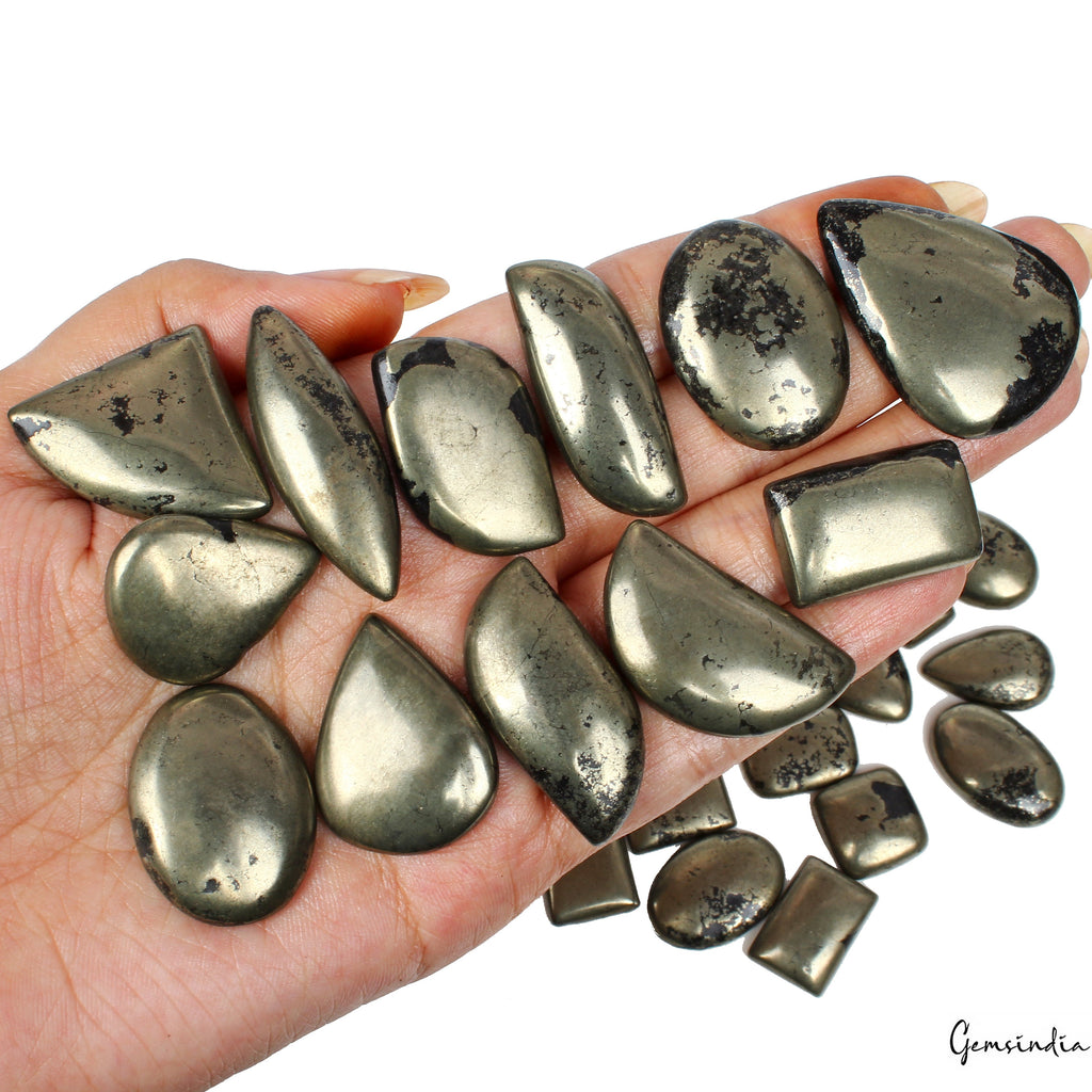 1000 Ct/29 Pcs Natural Apache Gold Pyrite Mix Cab Untreated Loose Wholesale Gems