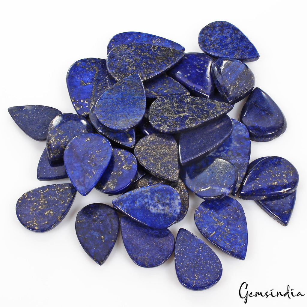 1200 Cts/33 Pcs Natural Blue Lapis Lazuli Gold Flecks Pear Loose Wholesale Gems
