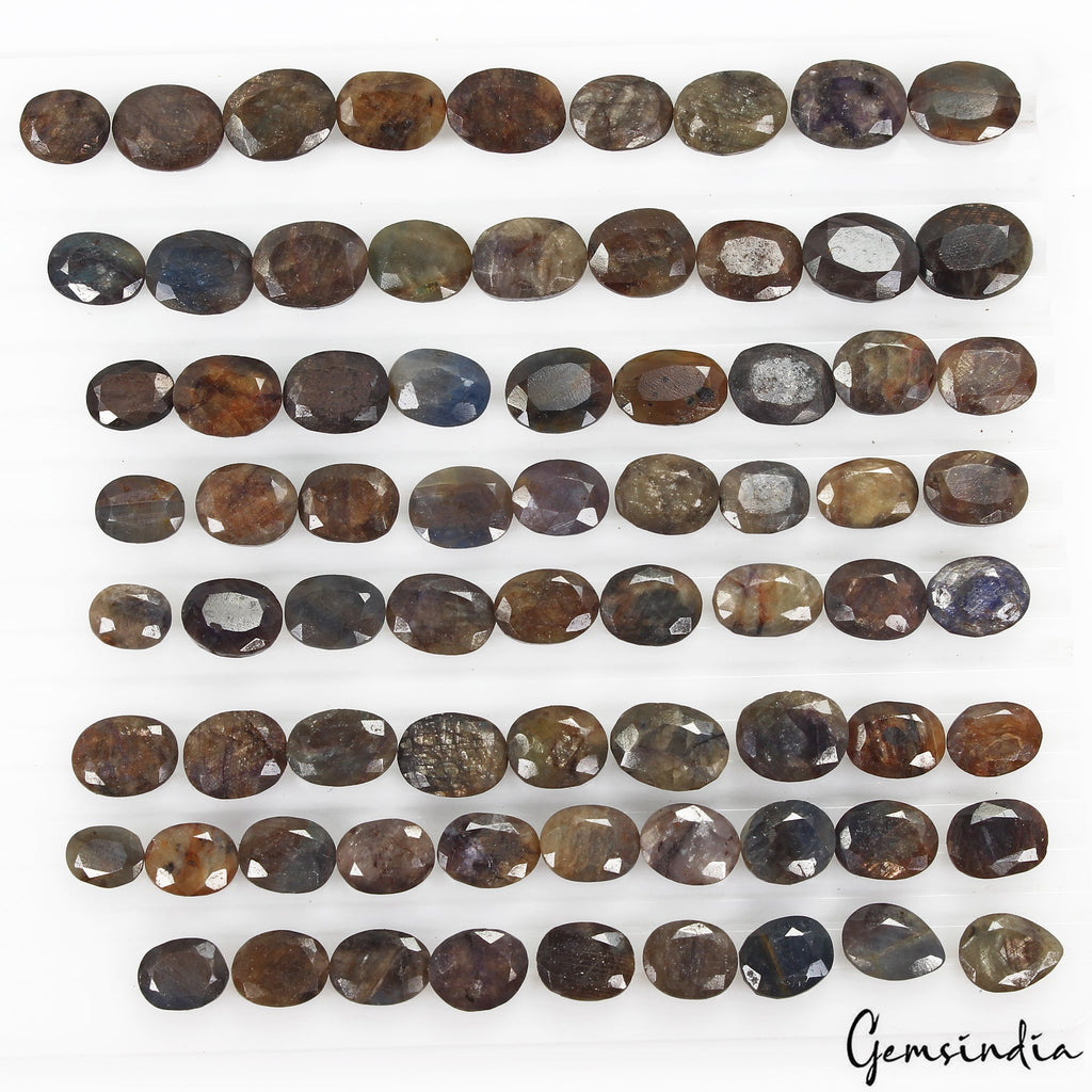 500 Cts/73 Pcs Natural Untreated Brown Blue Sapphire Mixed Cut Loose Gems Lot
