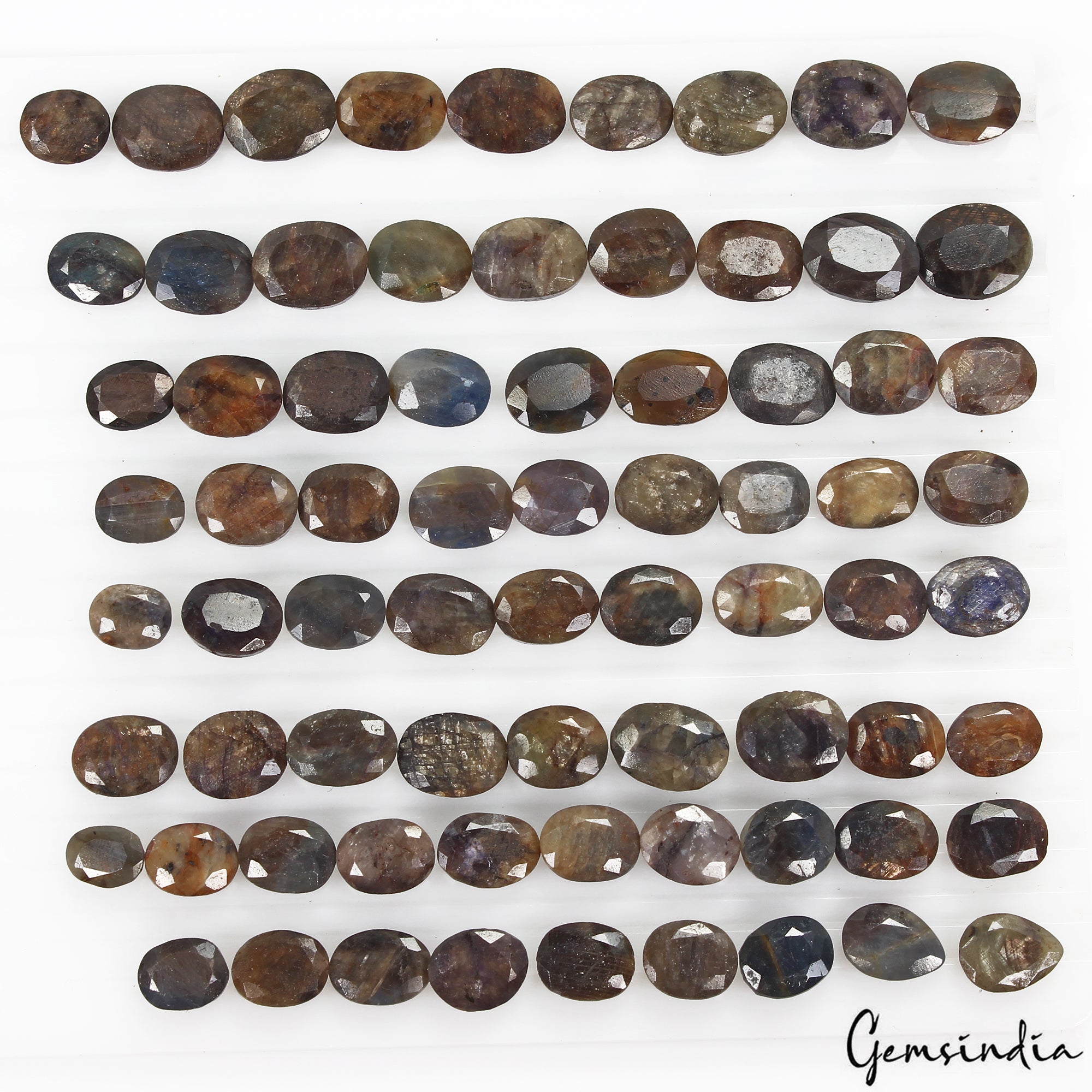 500 Cts/73 Pcs Natural Untreated Brown Blue Sapphire Mixed Cut Loose Gems Lot