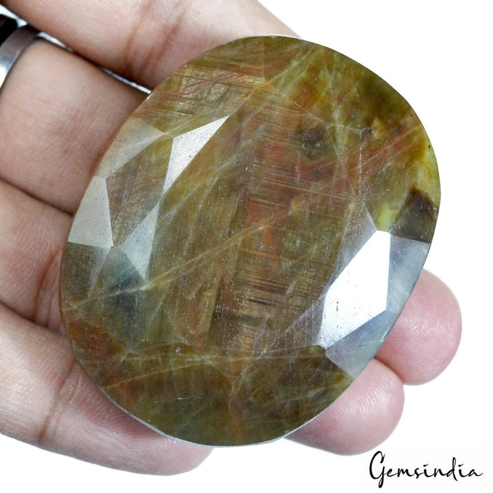 Certified 500 Ct Natural Untreated Bi Color Sapphire Oval Faceted Loose Huge Gem