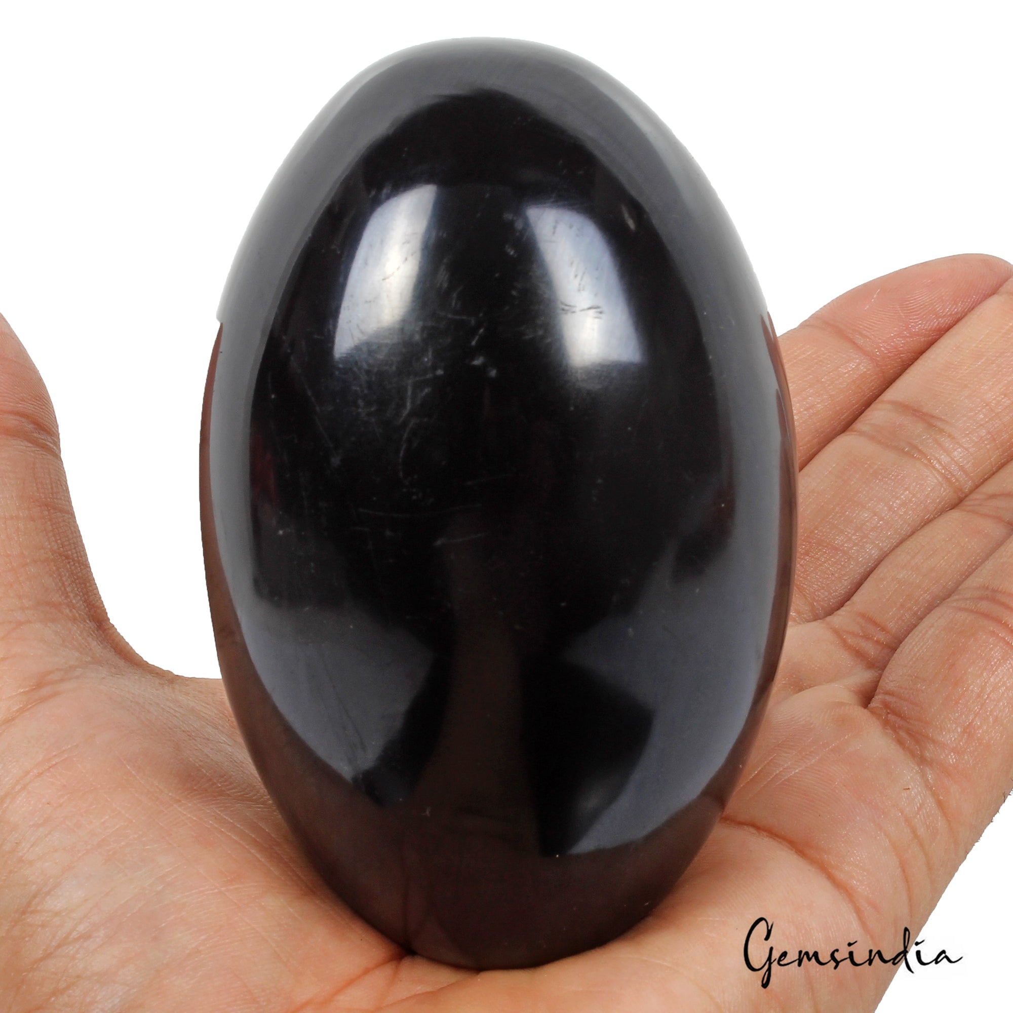 2700 Ct Natural Untreated Black Obsidian Oval Shape Egg Mineral Gems With Stand