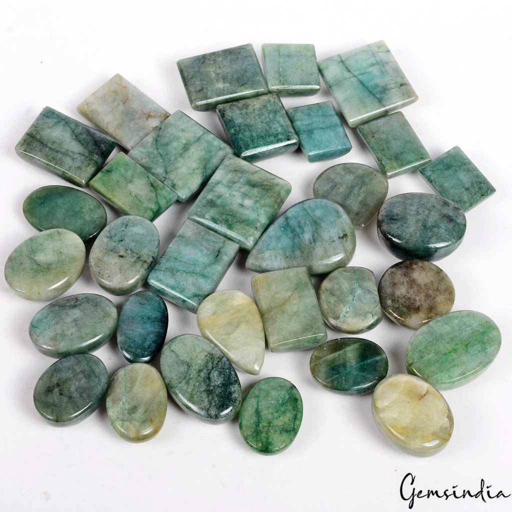 2550 Cts/32 Pcs Natural Brazilian Green Emerald Mix Cab Loose Wholesale Gems Lot