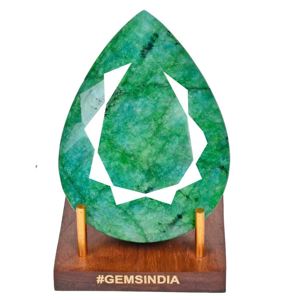 700Ct Natural Green Brazilian Emerald Pear Cut Faceted Earth Mined Certified Gem