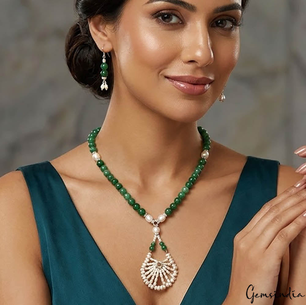 Emerald Necklace, Untreated, Green — 22 Inch, 312 Ct, Brazil
