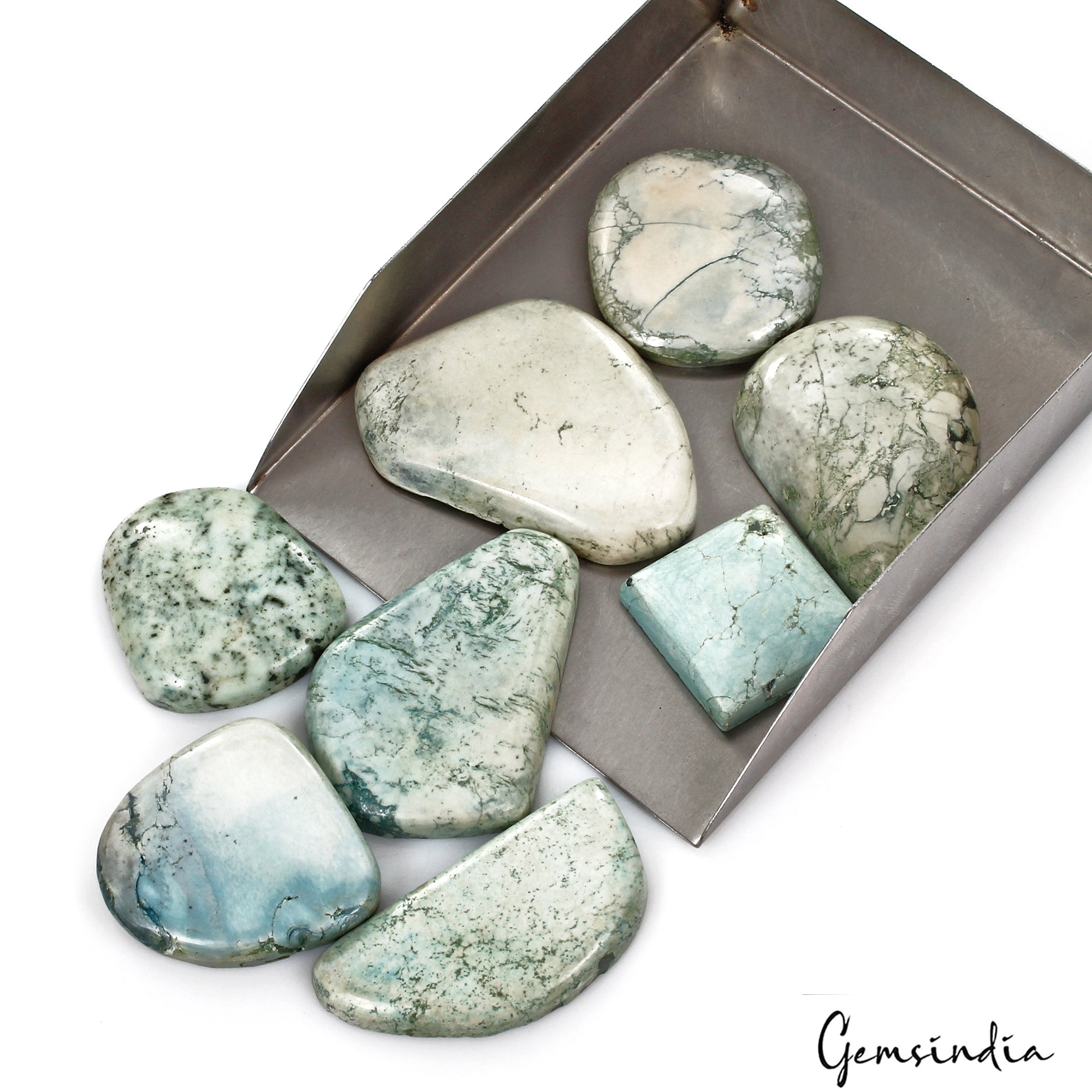 840 Cts/8 Pcs Natural Blue Turquoise Mix Cab 27mm-55mm Loose Wholesale Gems Lot