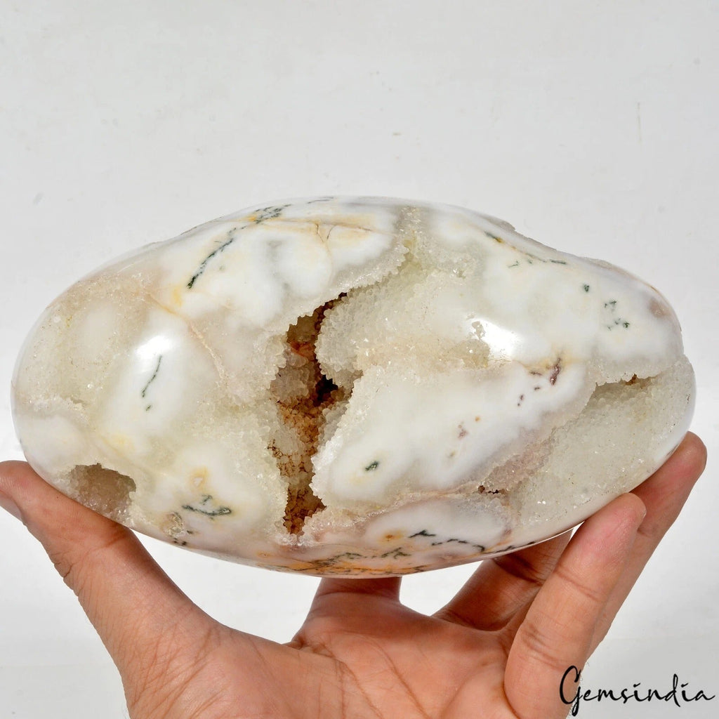 1.7 Kg Natural Dendrite Moss Agate Druzy Crystal Egg Geode Specimen Reiki Decor