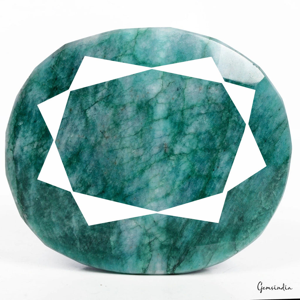 2200 Cts Natural Green Brazilian Emerald Oval Faceted Earth Mined Huge Gemstone