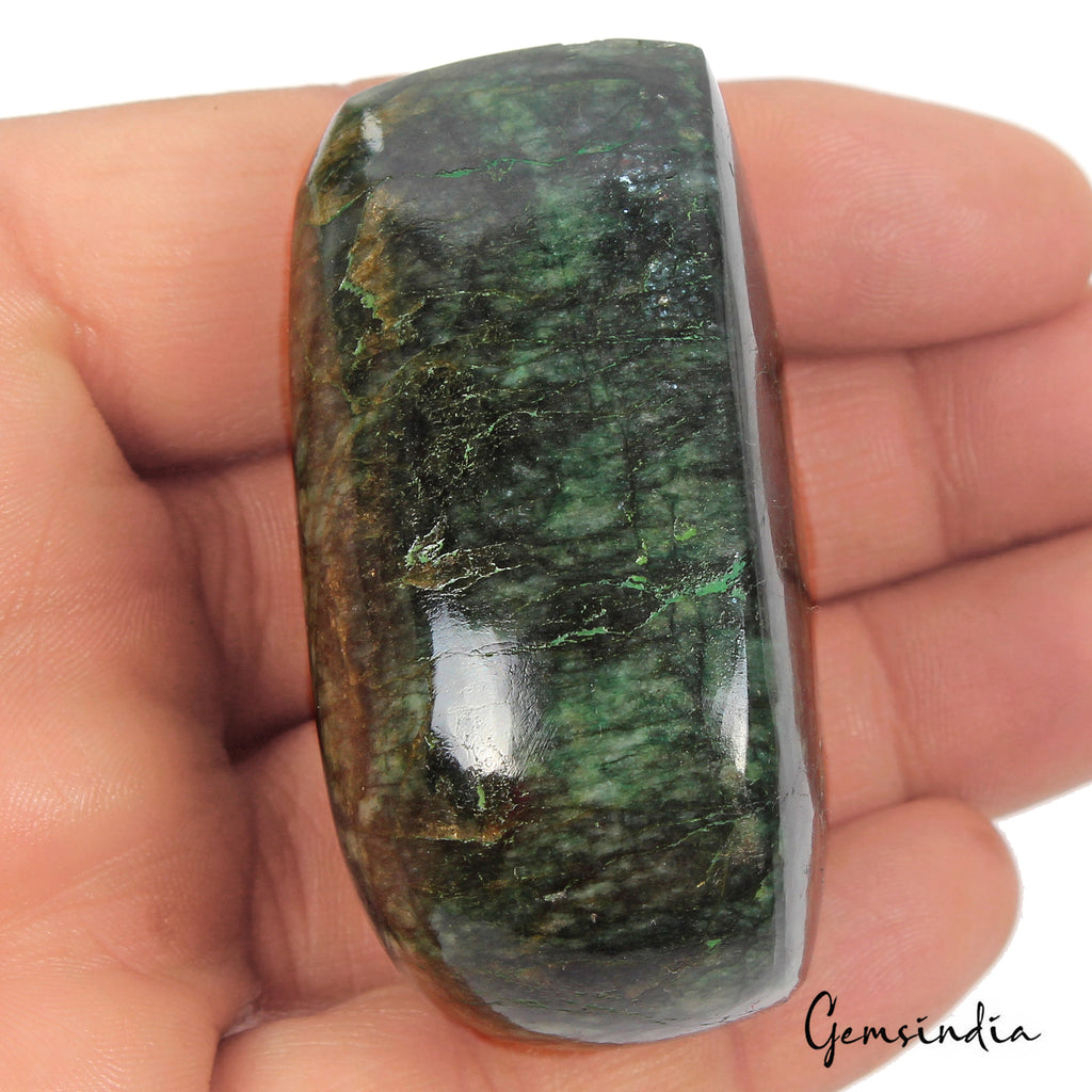 Emerald Cabochon, Color Enhanced, Green — 58 x 46 x 30mm, 640 Ct, Zambia