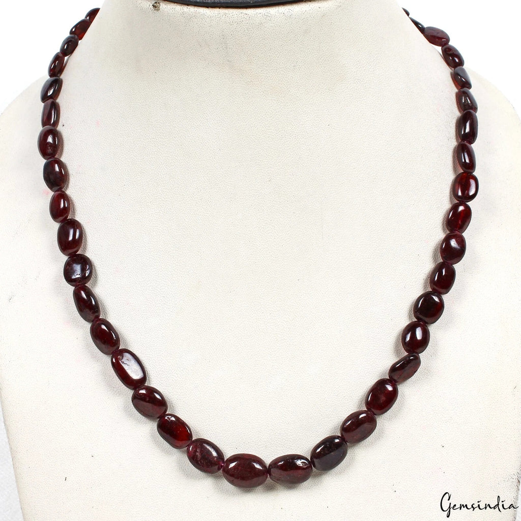 Hessonite Garnet Necklace, Untreated, Brown — 5mm to 10mm, 182.60 Ct, Sri Lanka