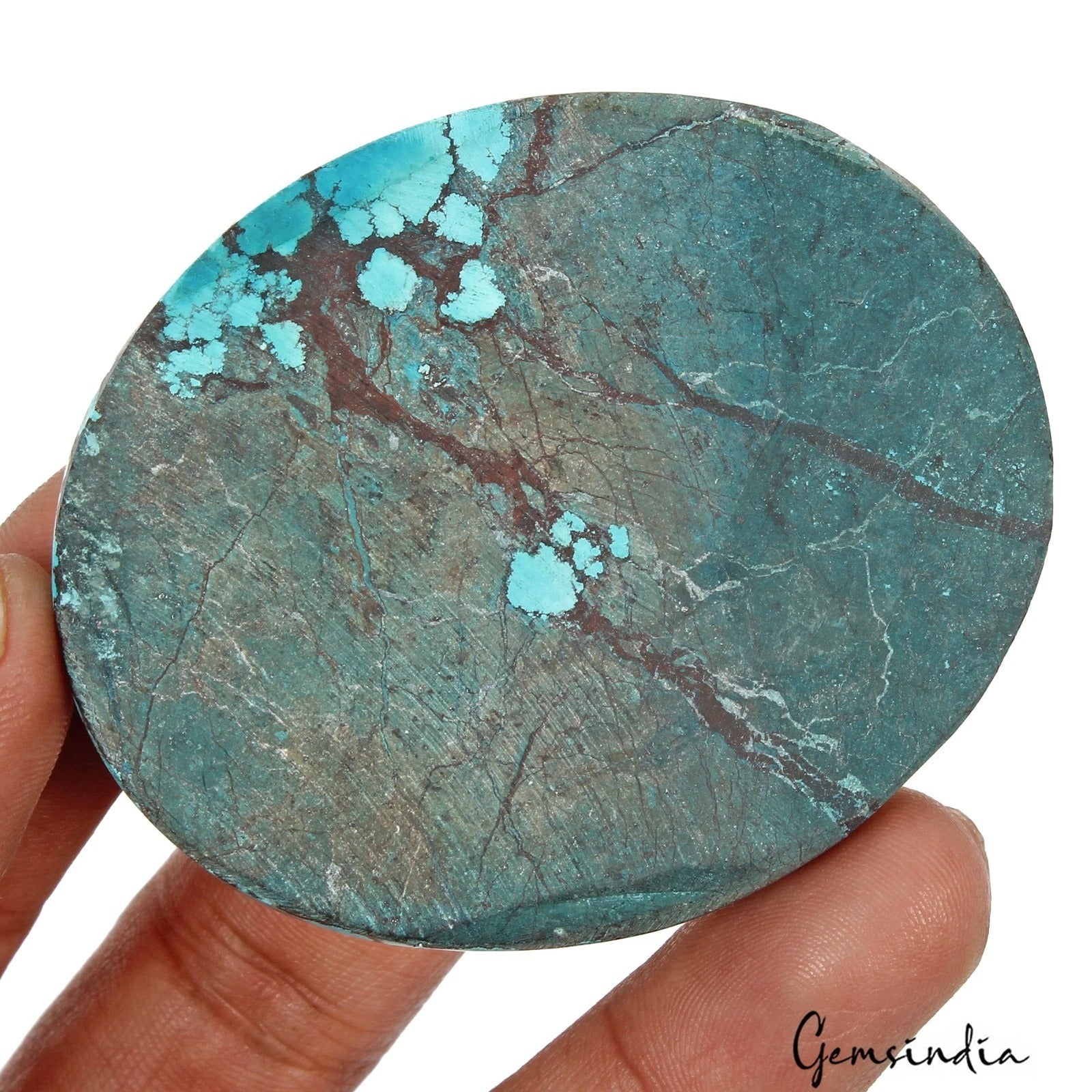 224.40 Cts Natural Arizona USA Blue Spiderweb Turquoise Oval Cab Loose Huge Gem