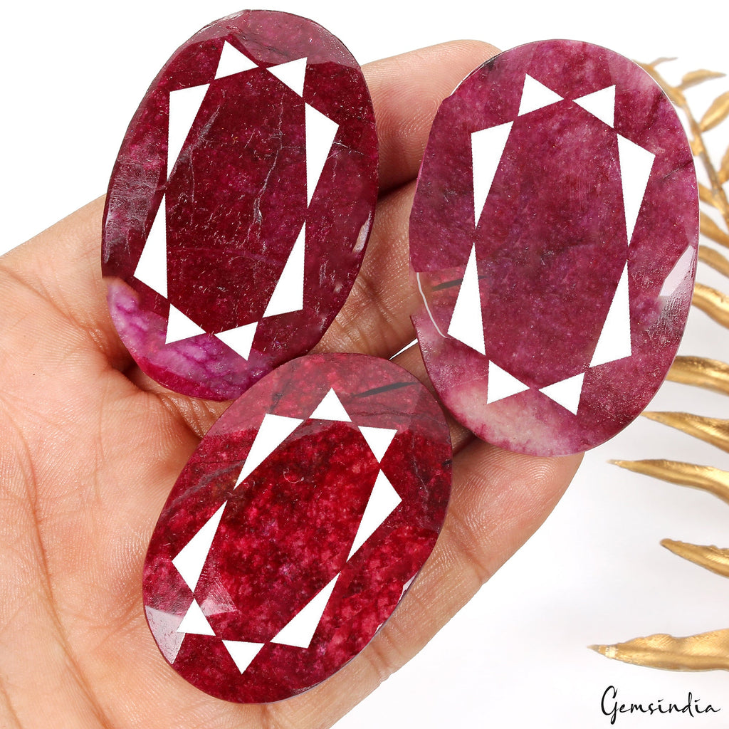 630Ct Natural Pink Red USA Beryl Bixbite Oval Faceted Loose 50-55mm Huge Gem Lot