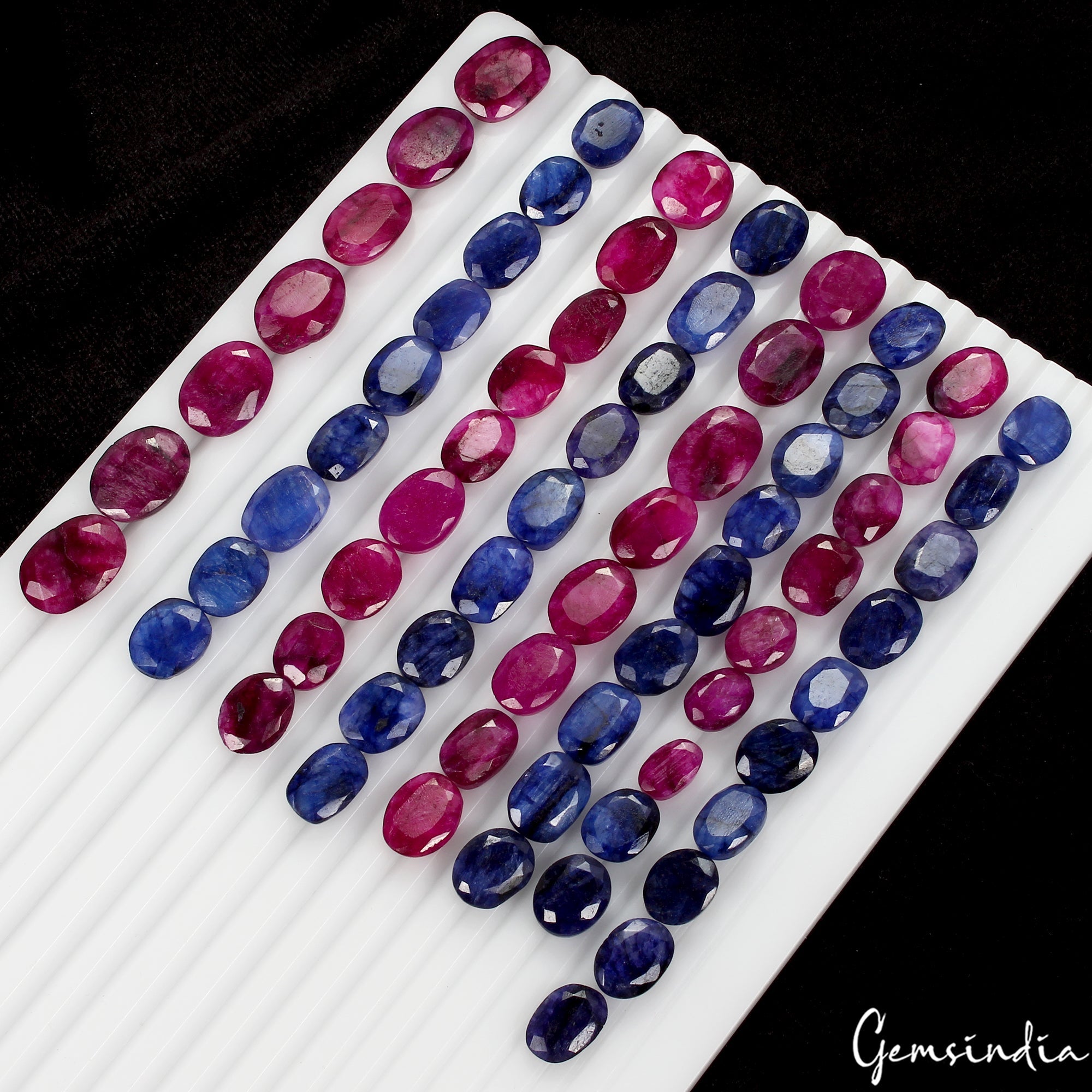 370 Ct/70 Pcs Natural Red Blue Beryl Oval Cut Loose Jewelry Making Gemstones Lot