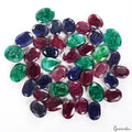 780 Ct Natural Emerald Ruby Sapphire Loose Gemstones Lot-Faceted Oval/Pear-40 Pc