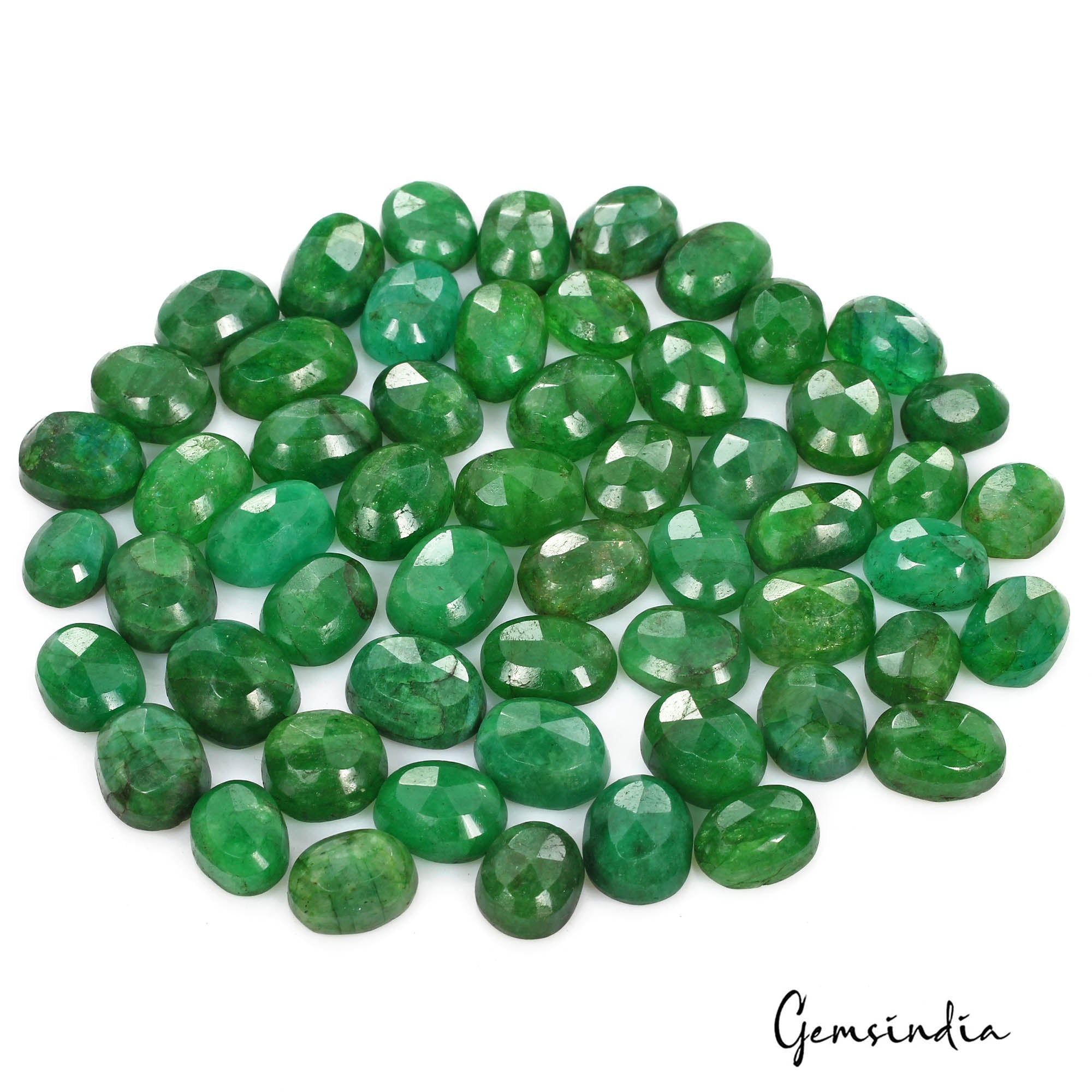 Certified 560 Cts/56 Pcs Natural Brazilian Top Green Emerald Oval Loose Gems Lot