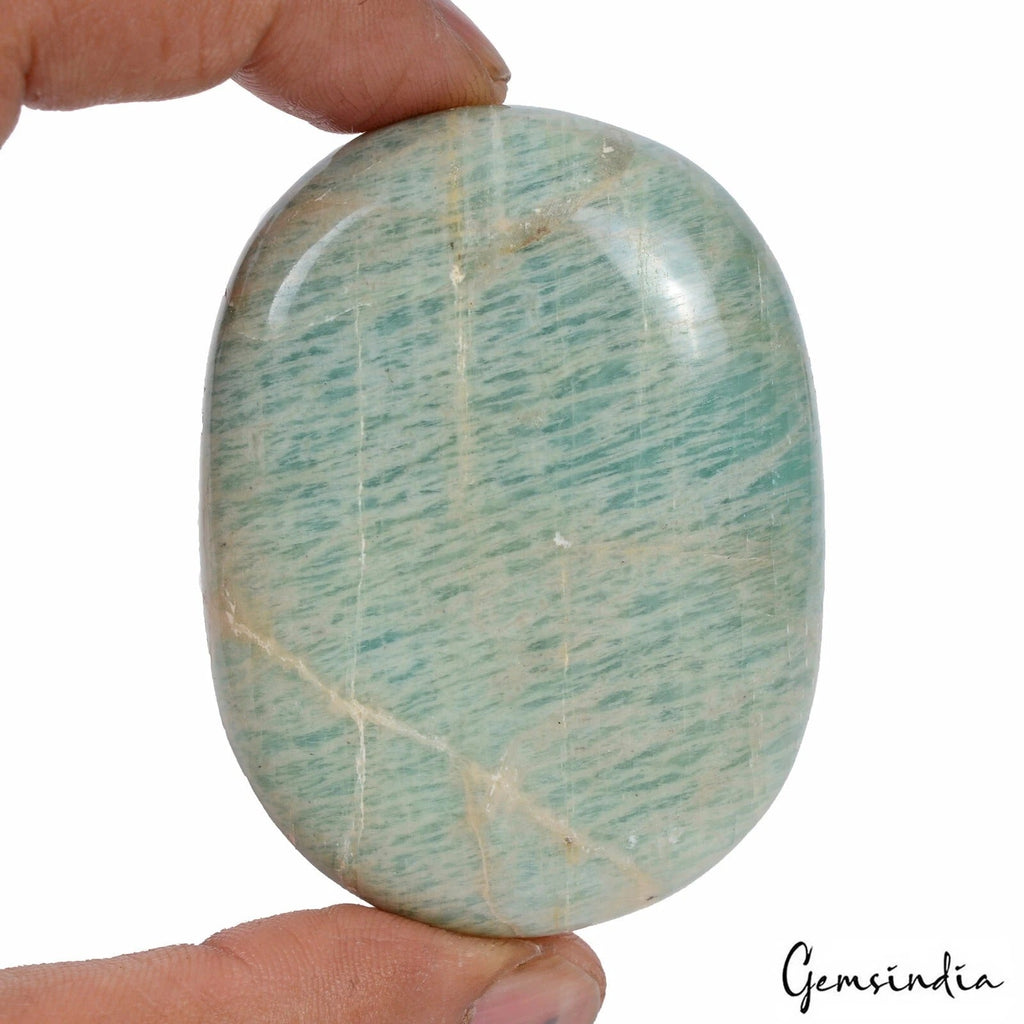 520 Cts Natural Untreated Blue Amazonite Crystal Mineral Palmstone Reiki Healing