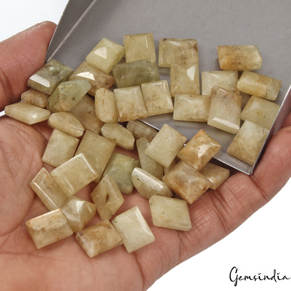 Green Beryl Lot, Loose Gemstone, Untreated, Yellow — 44 Pieces, 12mm to 16mm, 420 Ct, Brazil
