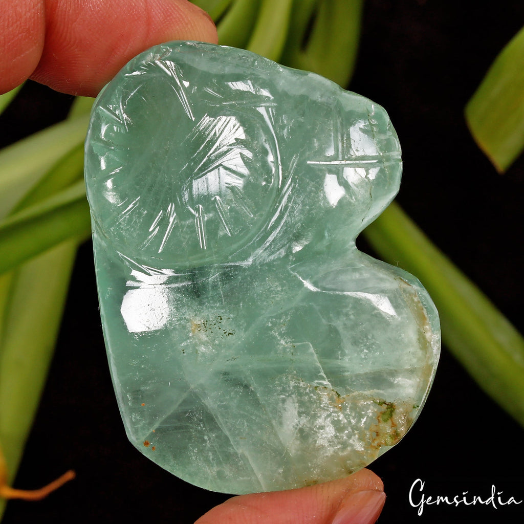 390Ct Natural Untreated Green Fluorite Carved Aries Head Mini Sculpture Huge Gem