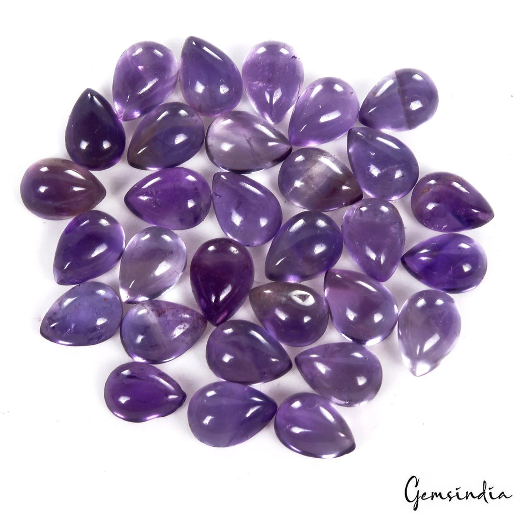 24.90 Cts/30 Pcs Natural Purple Amethyst Pear Calibrated 7*5mm Gems For Jewelry