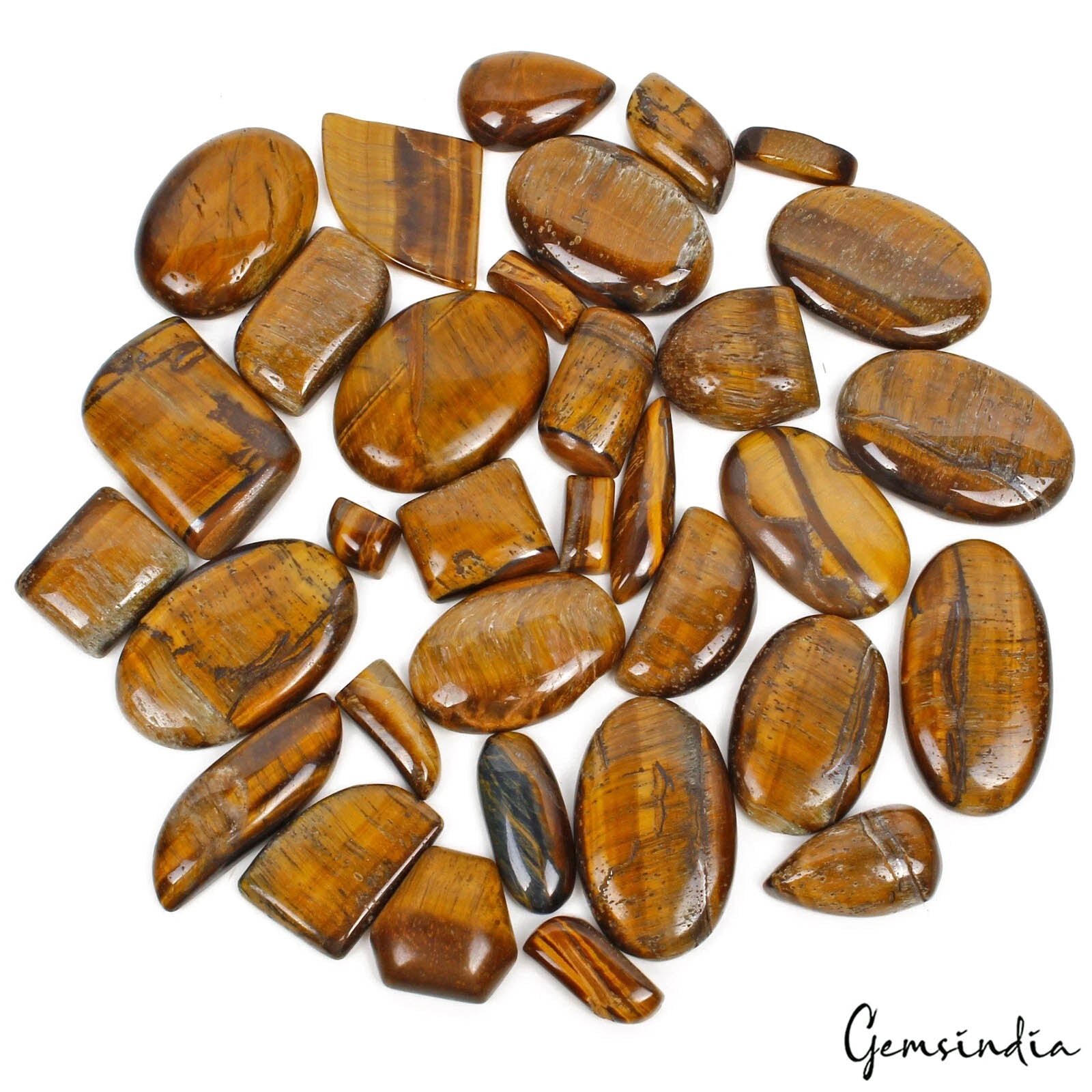 1300 Cts Natural Brown Tiger's eye Cabochon Loose Gemstone 11-44mm Wholesale Lot
