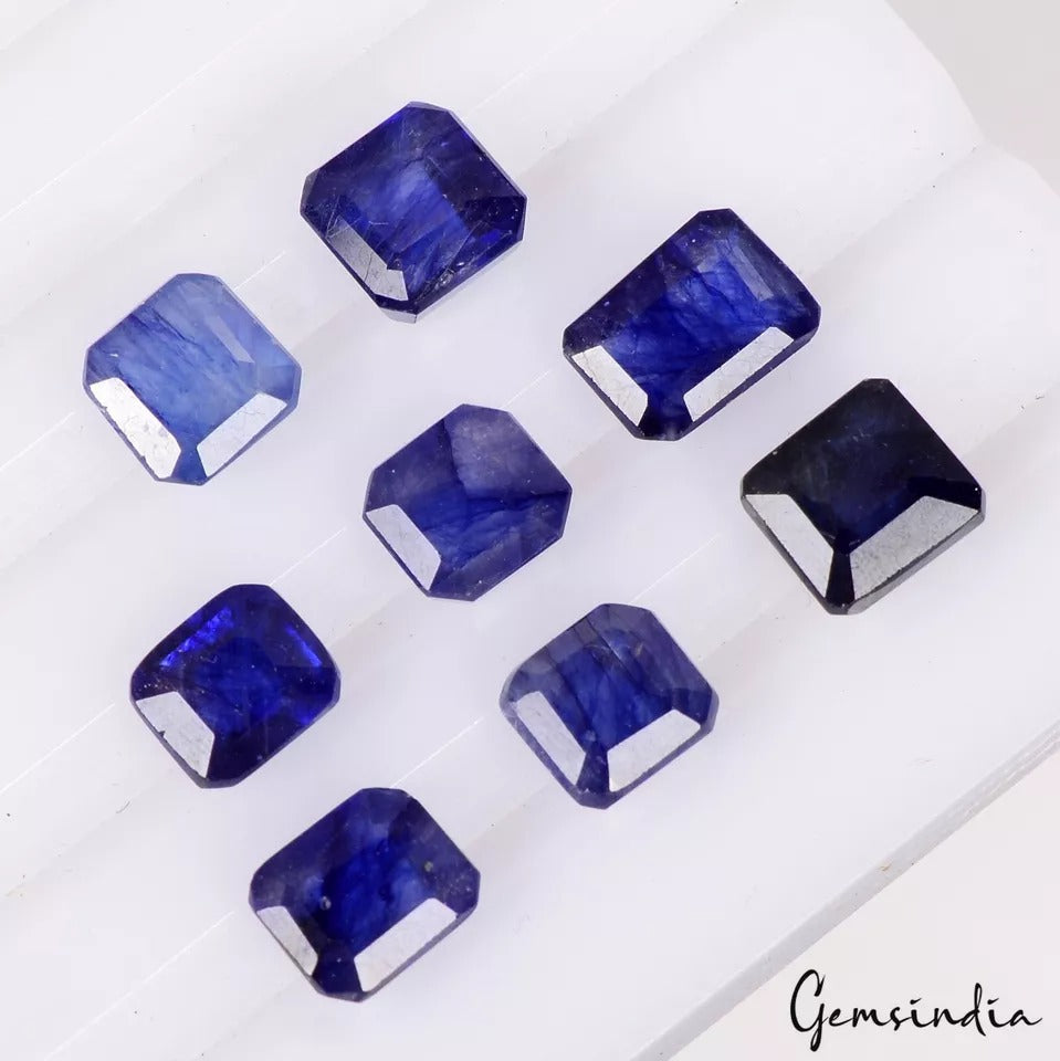 Certified 21.30 Ct/8 Pcs Natural Blue Ceylon Sapphire Octagon Cut Gems For Rings