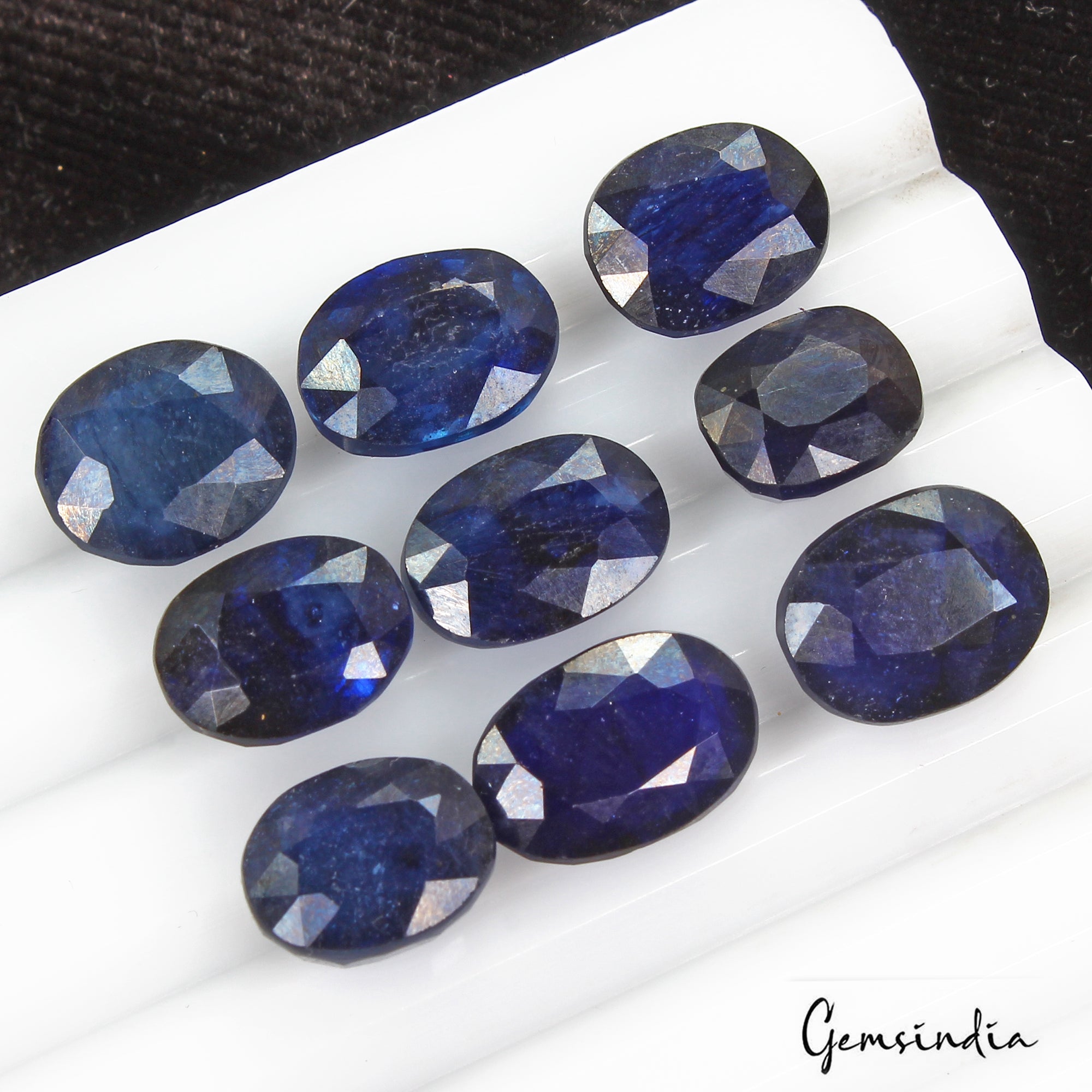Certified 46 Ct/10 Pcs Natural Blue Ceylon Sapphire Oval Cut Gem Lot For Jewelry
