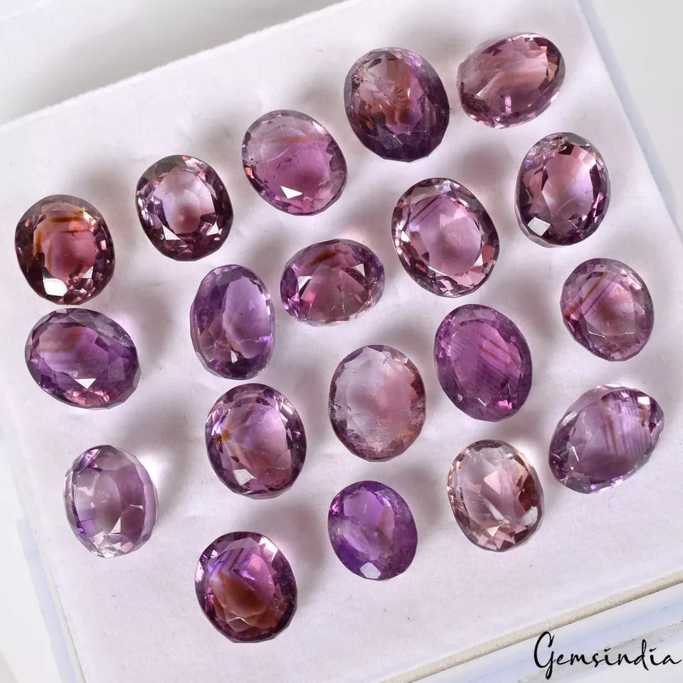172 Ct./19 Pcs Natural Amethyst/Ametrine Oval Cut Loose Untreated Gemstones Lot