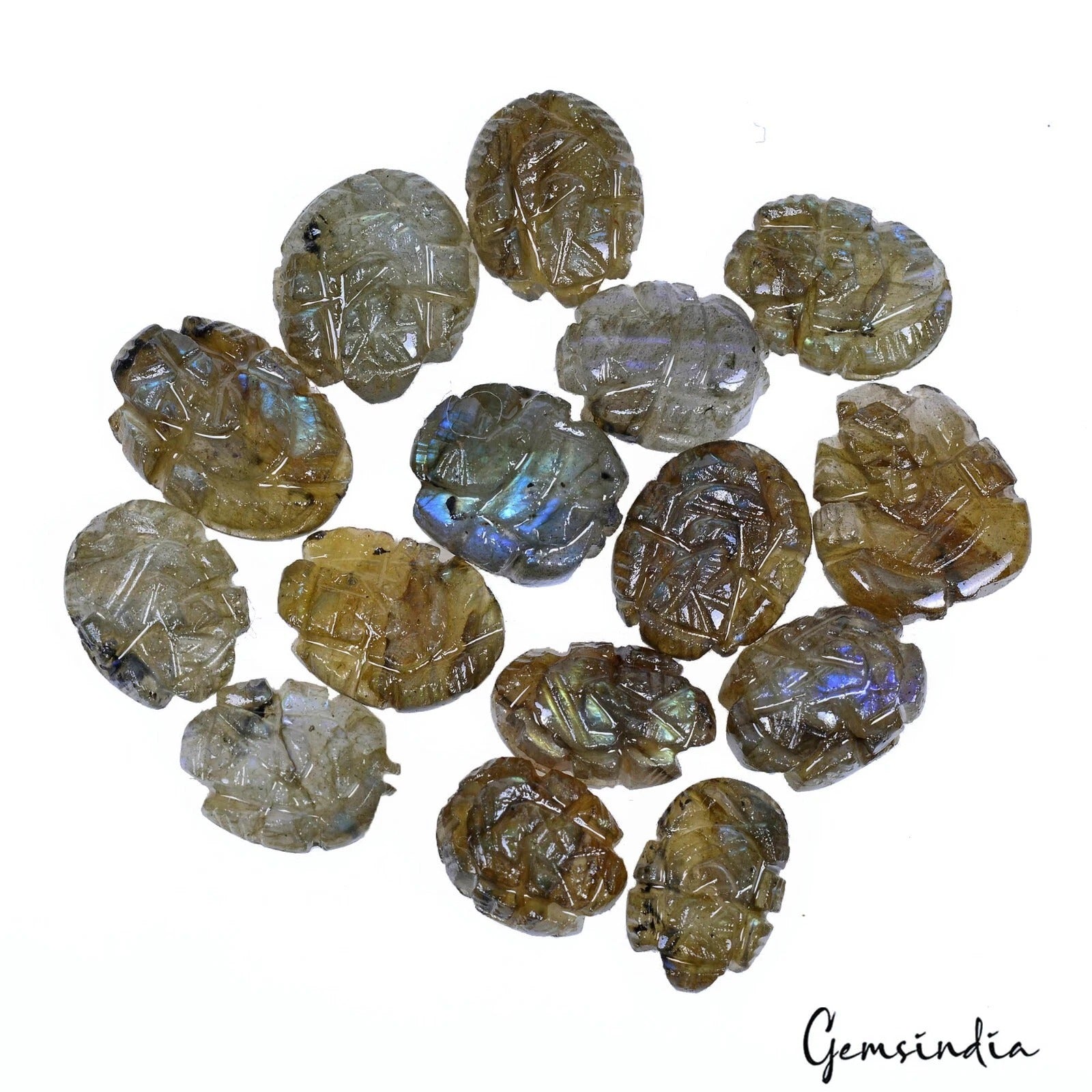 Labradorite Lot, Loose Gemstone — 15 Pieces, 11mm to 16mm, 68.00 Ct
