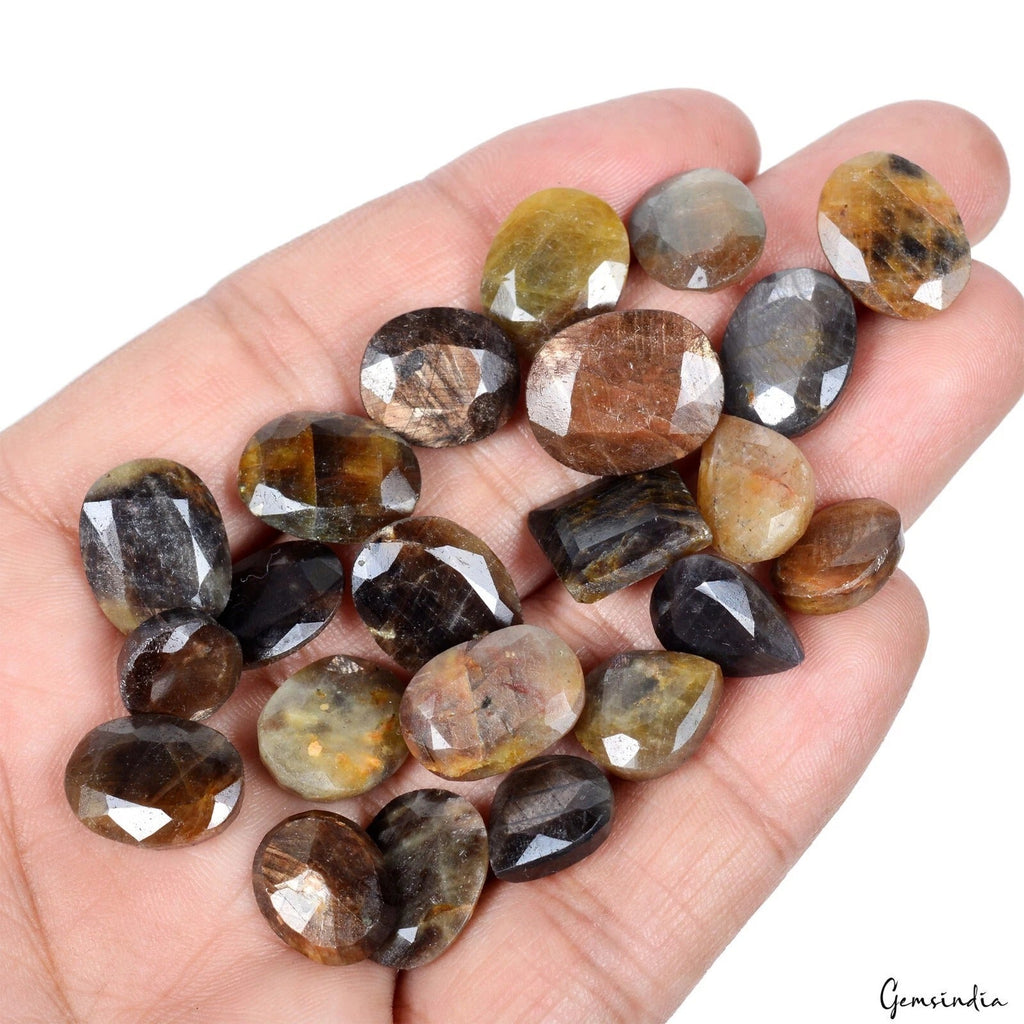 225.00 Ct Natural Untreated Brown Black Sapphire Mix Faceted Loose Gems Lot 22Pc