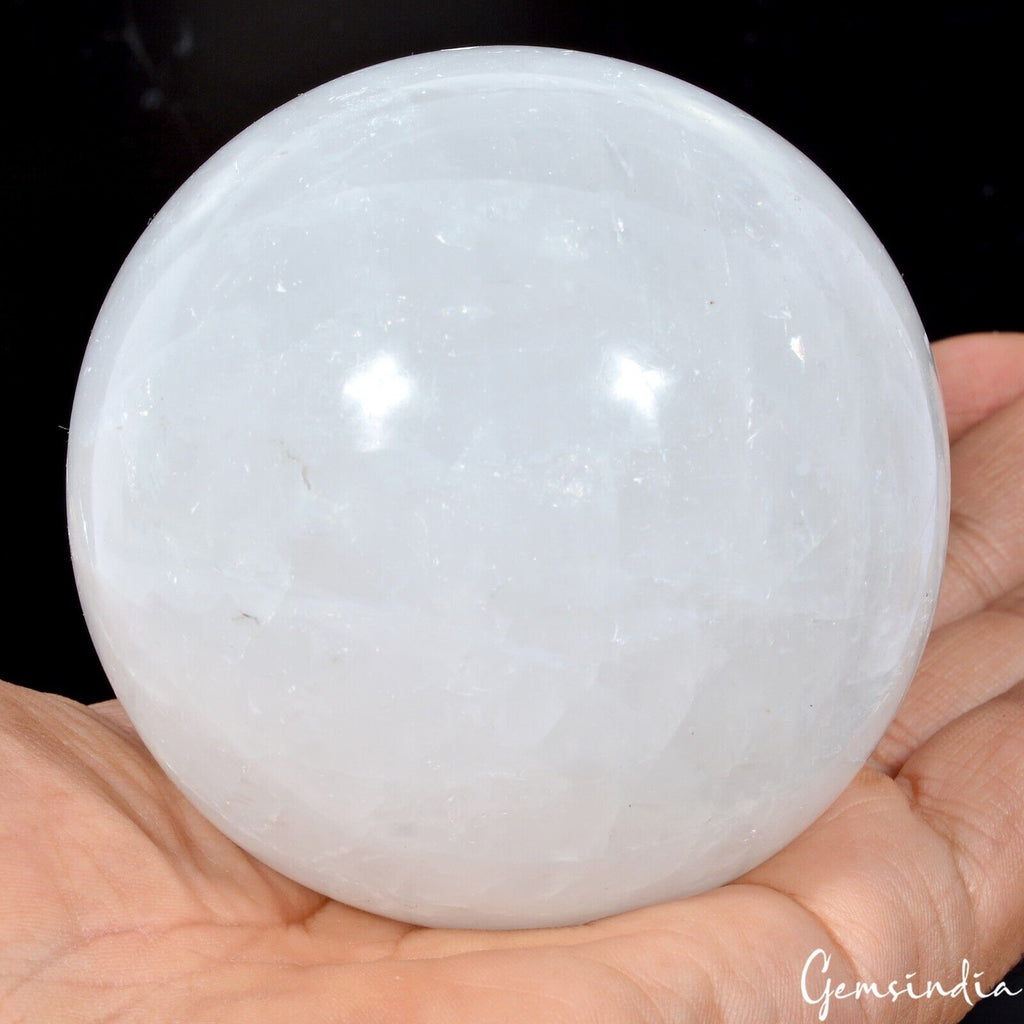 2900 Cts Natural Smooth Polished White Quartz Crystal Healing Sphere/Ball ~ 3"