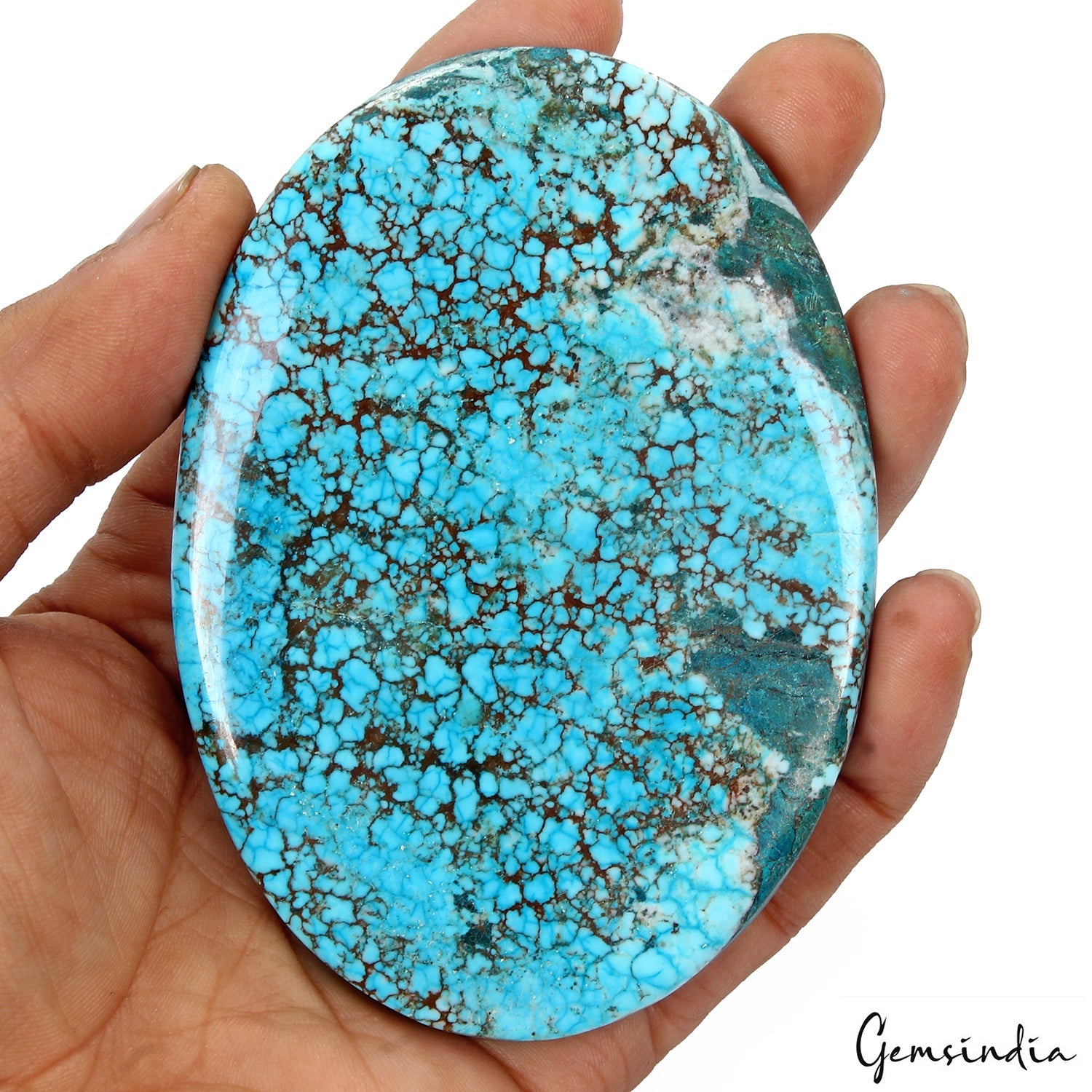 Huge 700 Cts USA Arizona Spiderweb Blue Turquoise Oval Cabochon Loose Gemstone