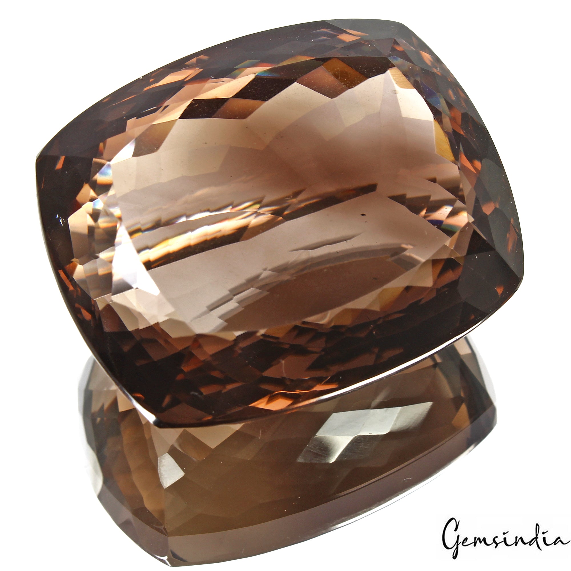 Smoky Quartz Loose Gemstone, Cushion Faceted Cut, Untreated — 38x31x18 mm, 177.70 Ct, Madagascar