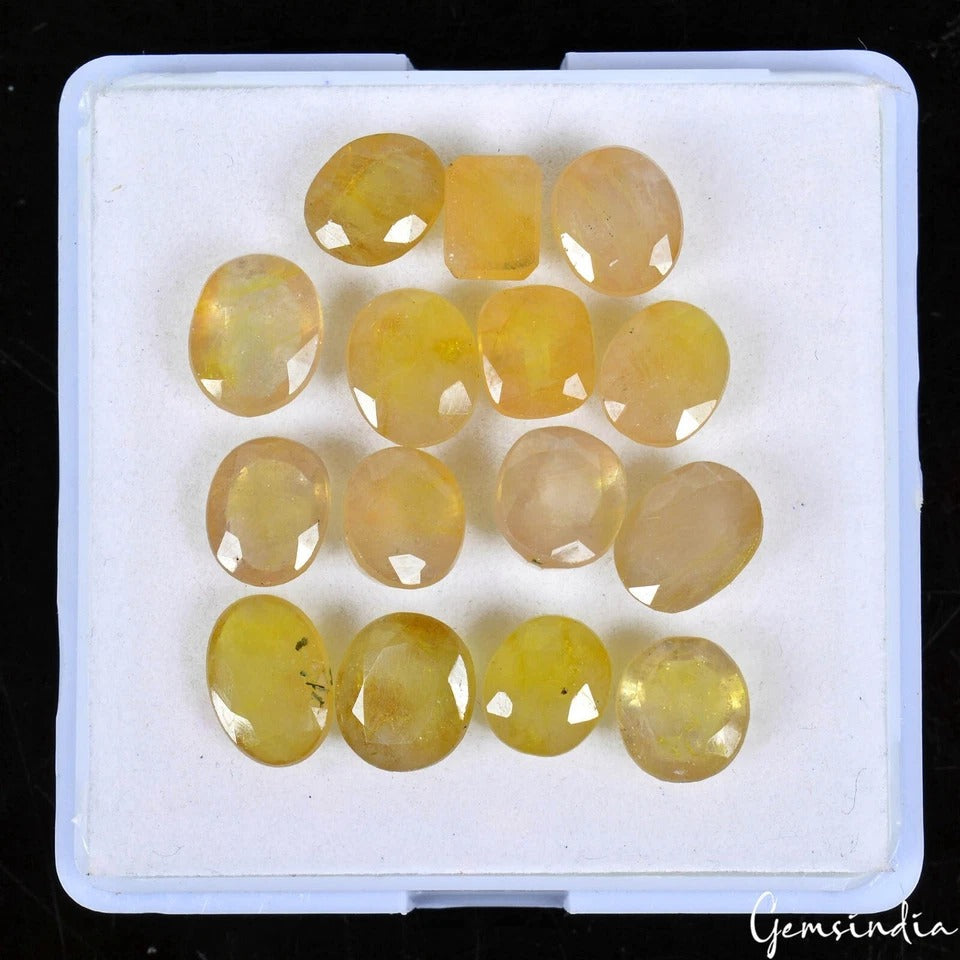 AAA 42 Ct Natural Yellow Ceylon Sapphire Flawless Certified Lot Mix Cut Gemstone