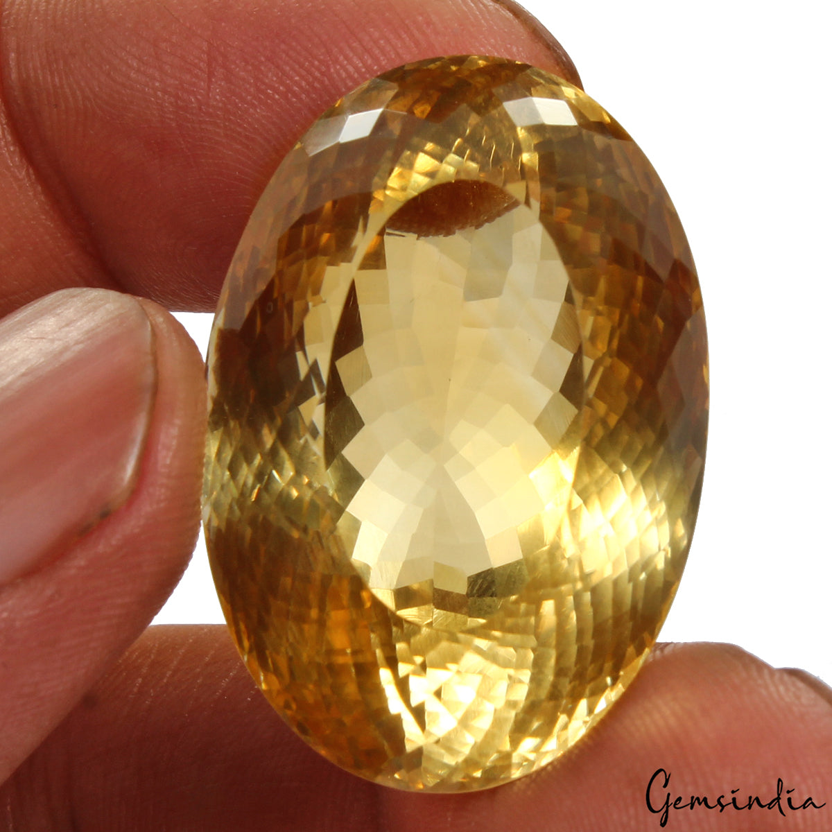 Citrine Loose Gemstone, Untreated, Yellow — 32x22x20 mm, 91.40 Ct, Brazil