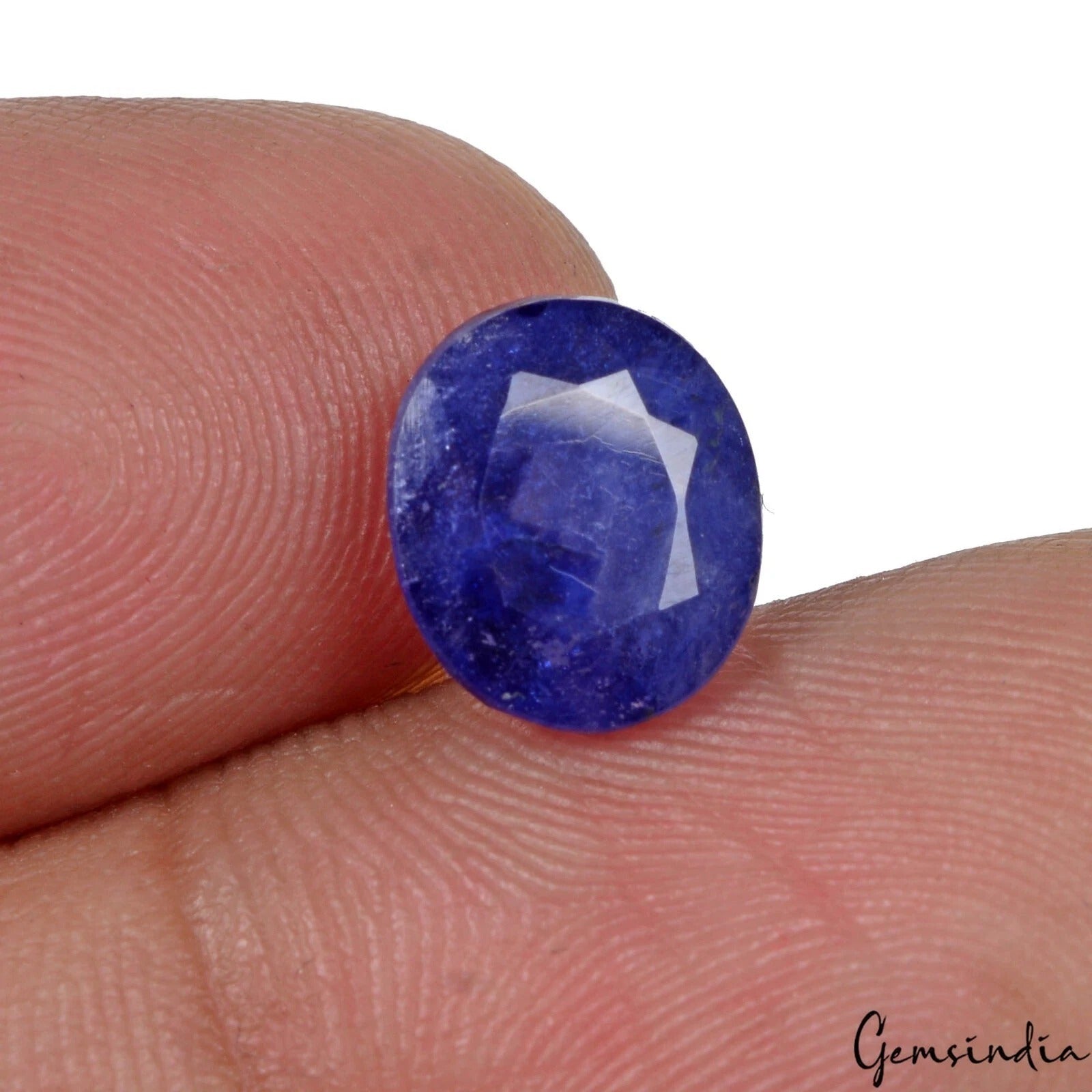 3.50 Ct Natural Blue Ceylon Sapphire Oval Cut Faceted Ring Size Loose Gemstone