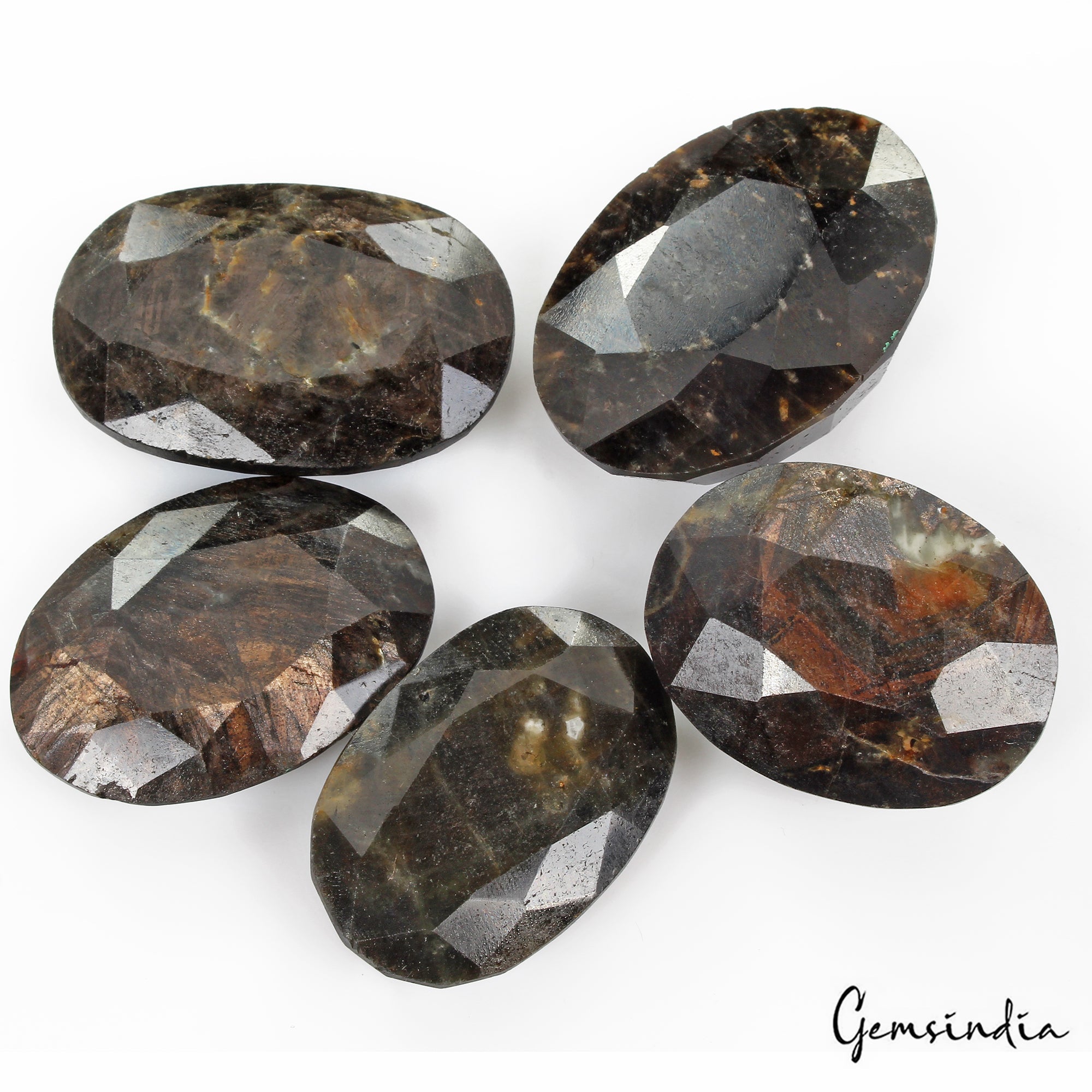 1130 Ct/5 Pcs Natural Untreated Black Sapphire Oval Faceted Loose Wholesale Gems