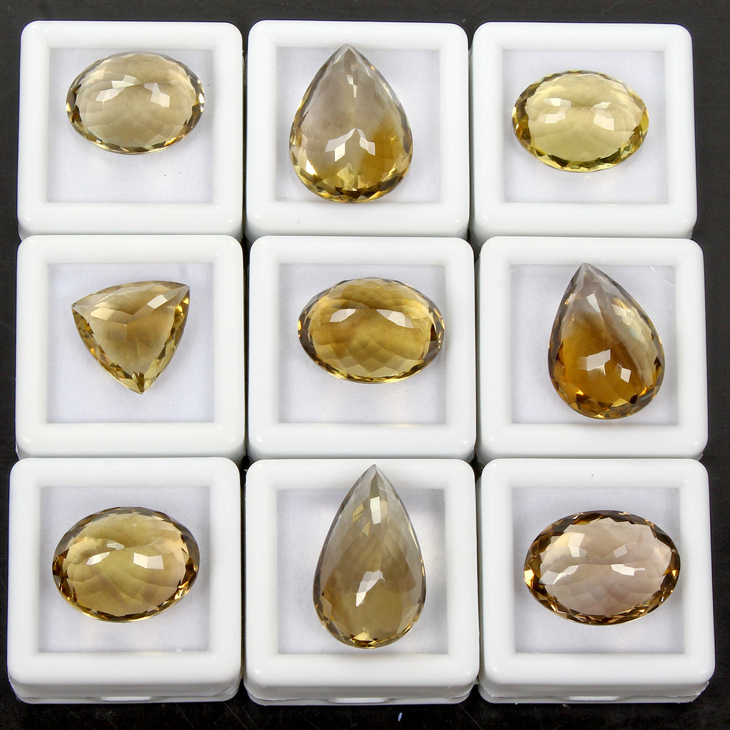 Citrine Lot, Loose Gemstone, Untreated, Golden — 9 Pieces, 15mm to 23mm, 146.75 Ct, Brazil